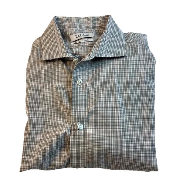 Calvin Klein Long Sleeve Button Up Slim Fit Shirt Mens Size 16-34/35 Cotton - Picture 3 of 7